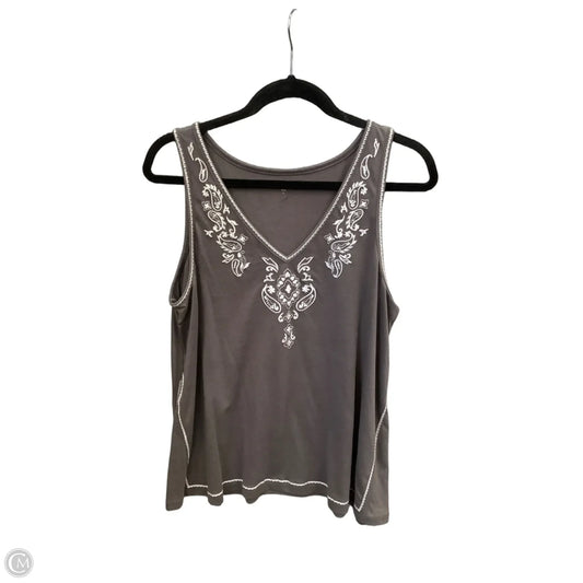 Top Sleeveless By Garnet Hill In Grey, Size: L
