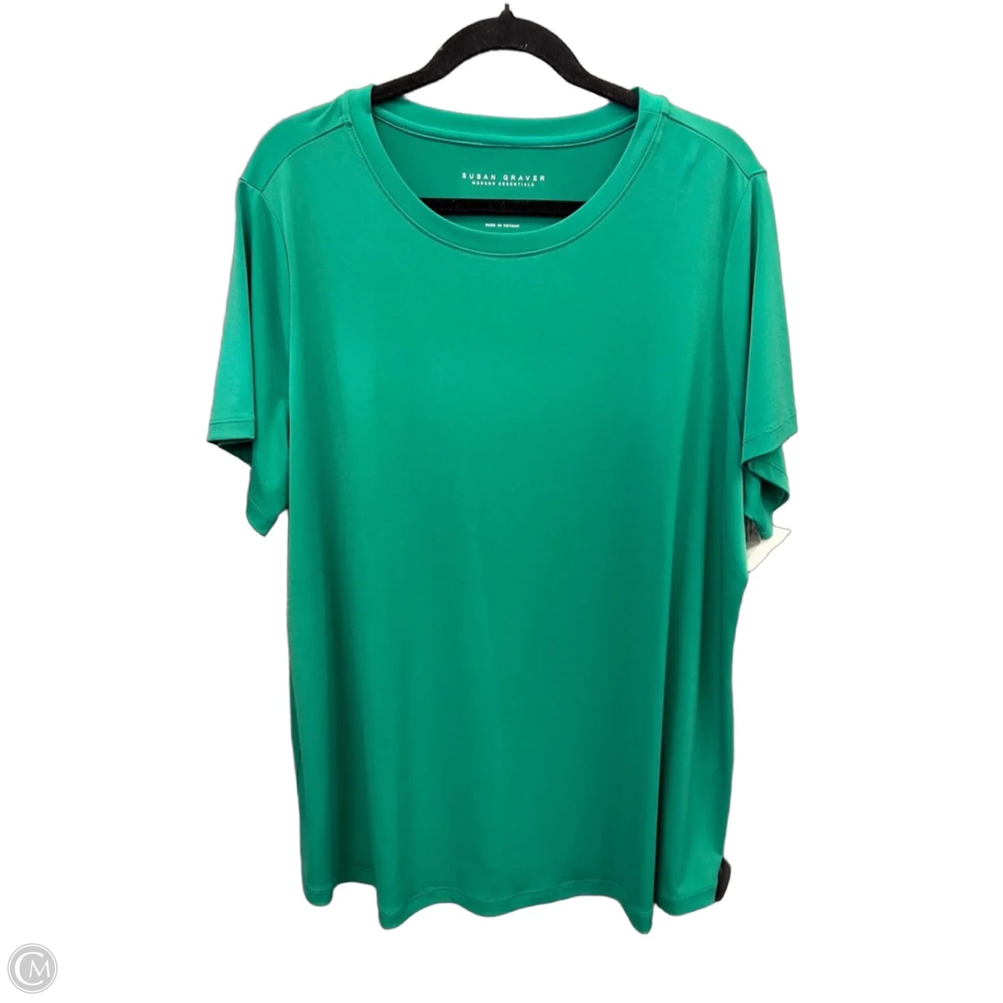 Top Short Sleeve Basic By Susan Graver In Green, Size: 2x