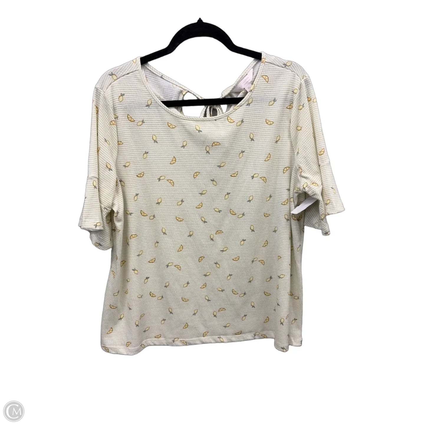 Top Short Sleeve By Lc Lauren Conrad In Green & Yellow, Size: Xl