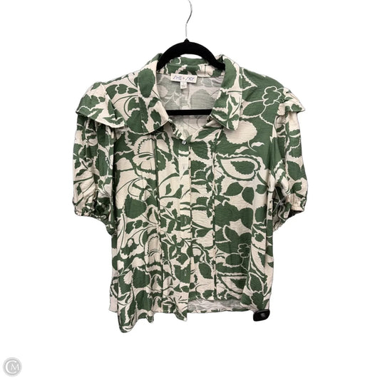 Top Short Sleeve By She + Sky In Cream & Green, Size: L