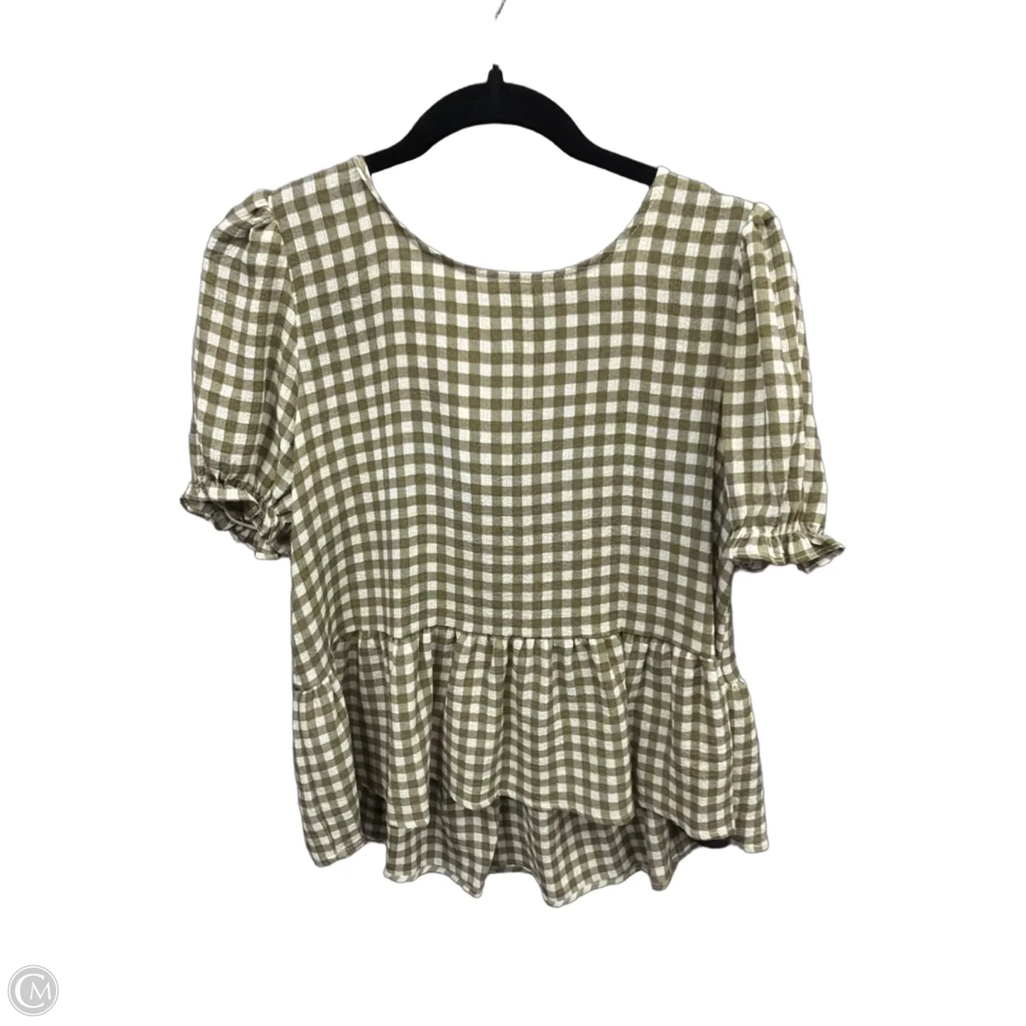 Top Short Sleeve By Mine In Green & White, Size: M