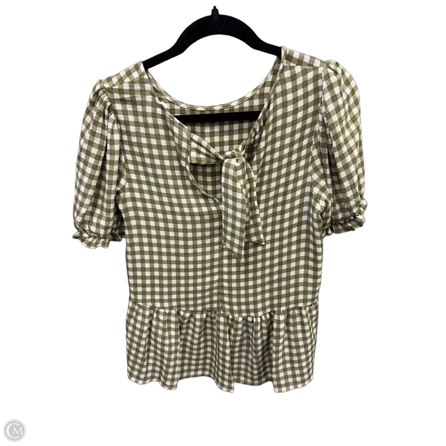 Top Short Sleeve By Mine In Green & White, Size: M