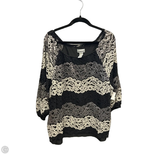 Top Long Sleeve By Catherines In Black & Grey, Size: 2x