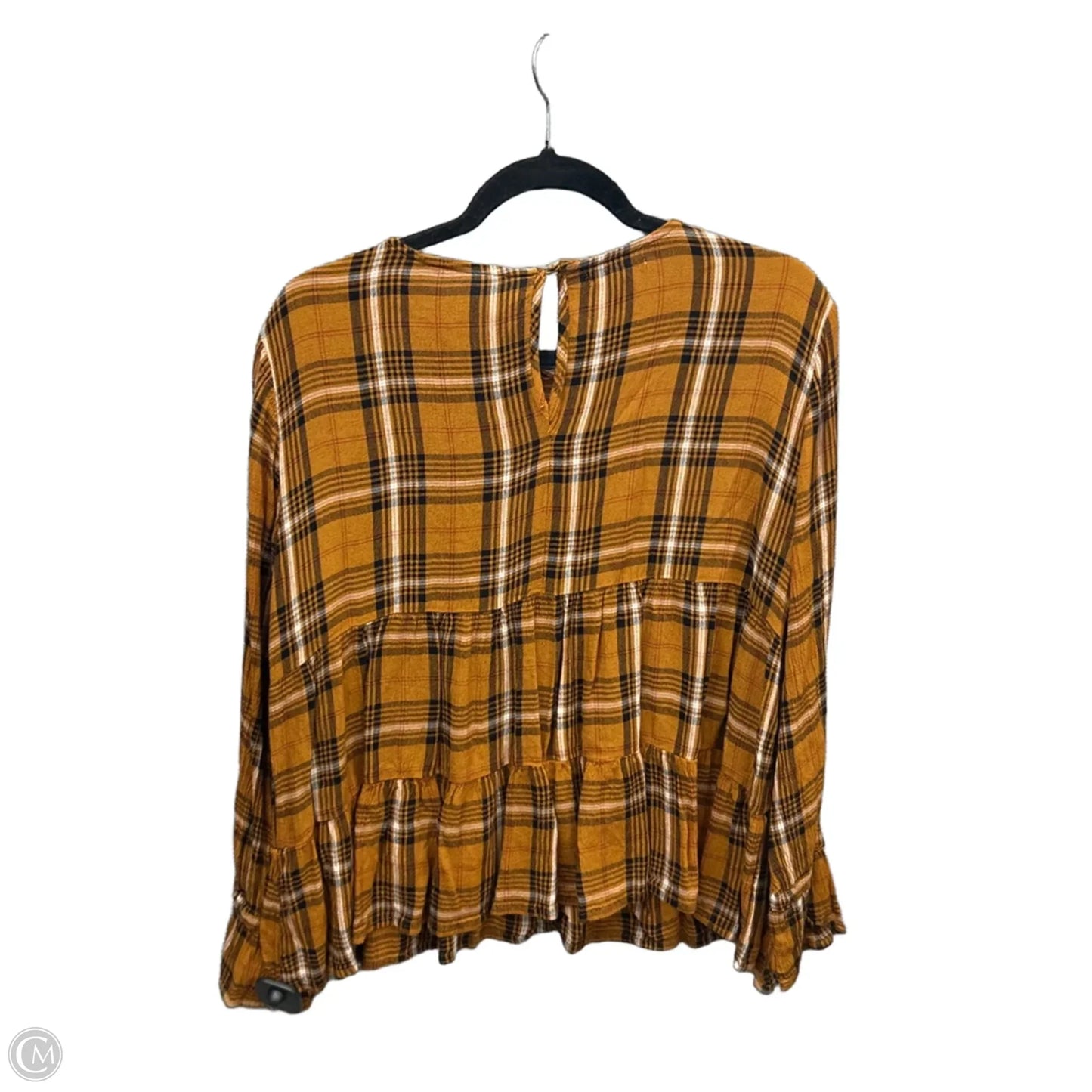 Top Long Sleeve By Maurices In Plaid Pattern, Size: L