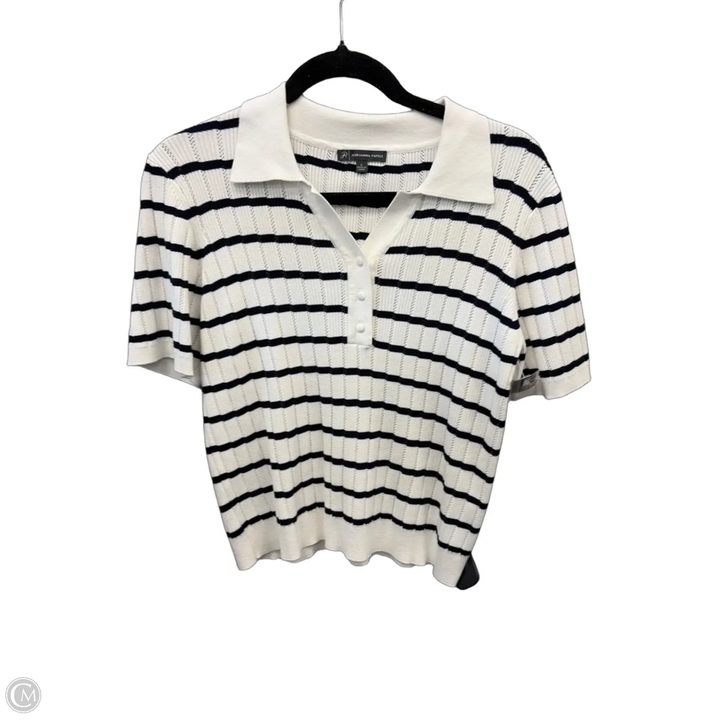 Sweater Short Sleeve By Adrianna Papell In Black & White, Size: L