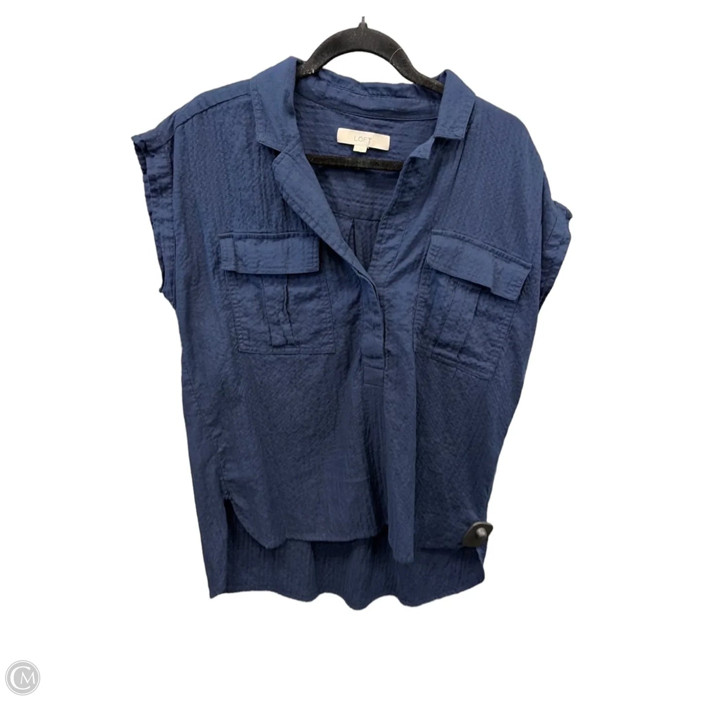 Top Short Sleeve By Loft In Navy, Size: M