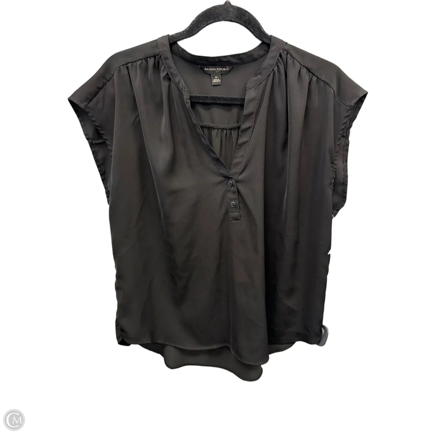 Top Short Sleeve By Banana Republic In Black, Size: M