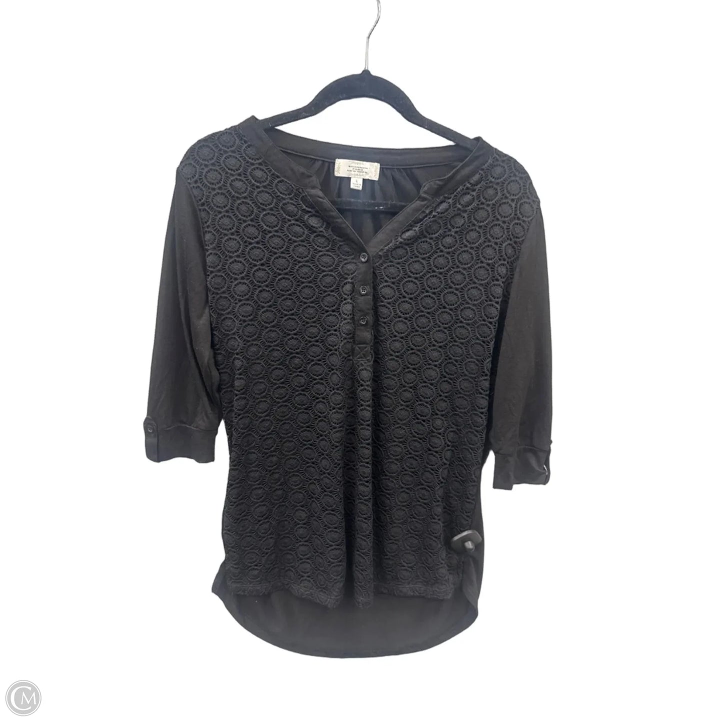 Top 3/4 Sleeve By Clothes Mentor In Black, Size: L
