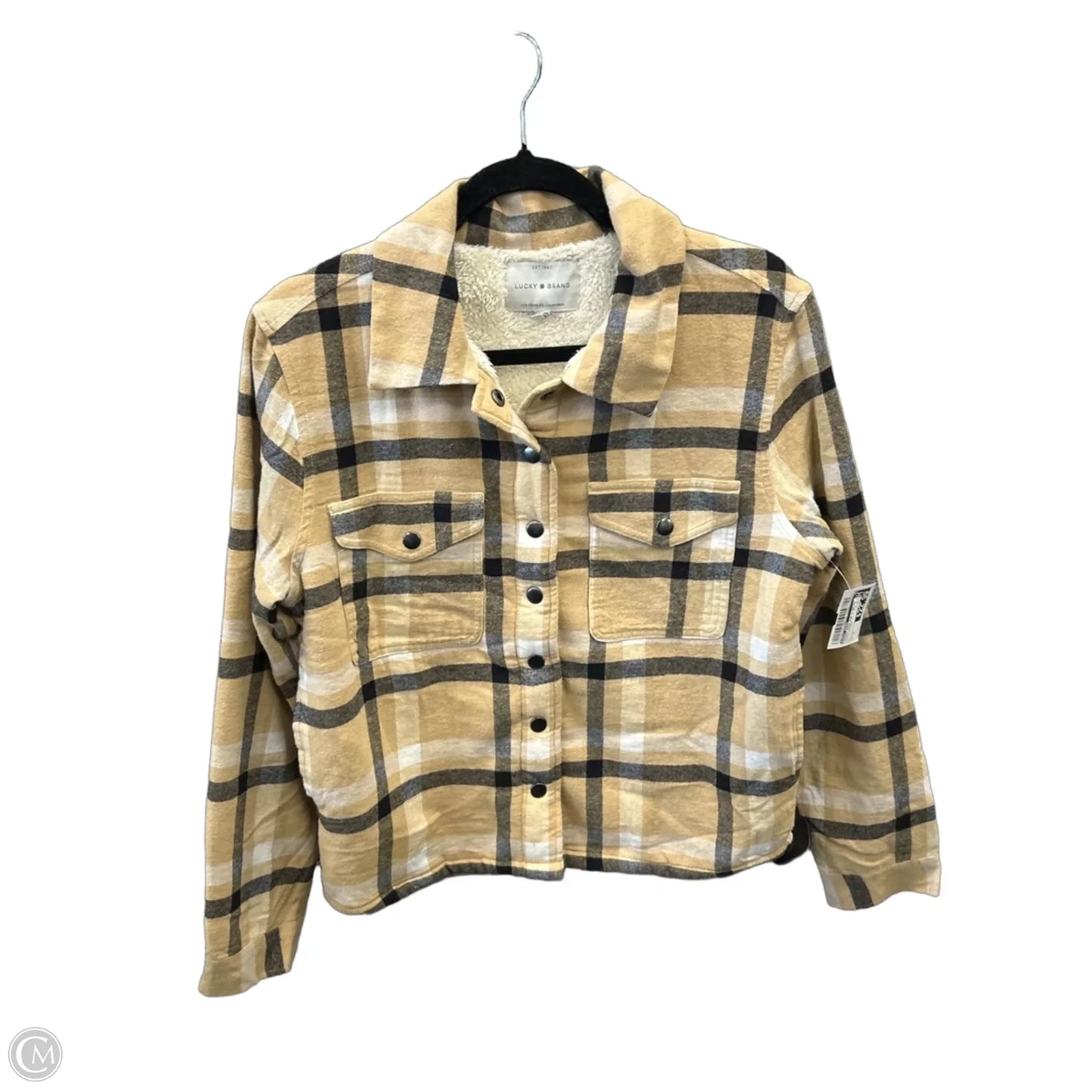 Jacket Faux Fur & Sherpa By Lucky Brand In Plaid Pattern, Size: S