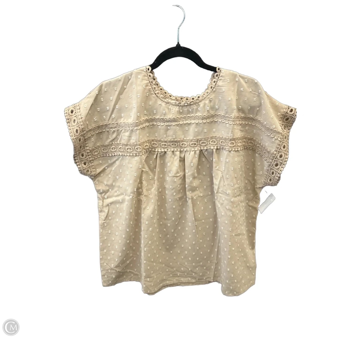 Top Short Sleeve By Clothes Mentor In Tan, Size: L