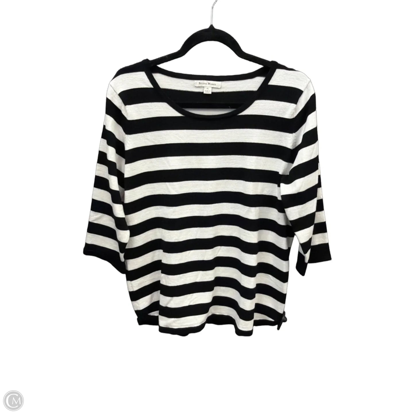 Top Long Sleeve By Studio Works In Striped Pattern, Size: Xl