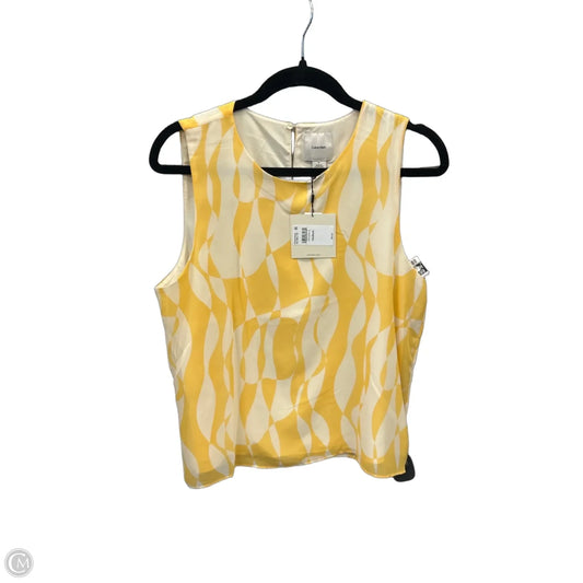 Top Sleeveless By Calvin Klein In White & Yellow, Size: M