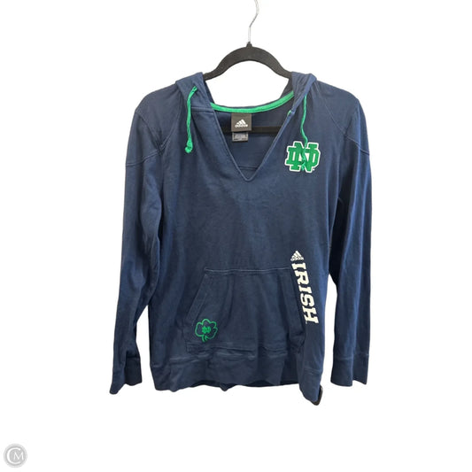 Athletic Top Long Sleeve Hoodie By Adidas In Blue & Green, Size: L