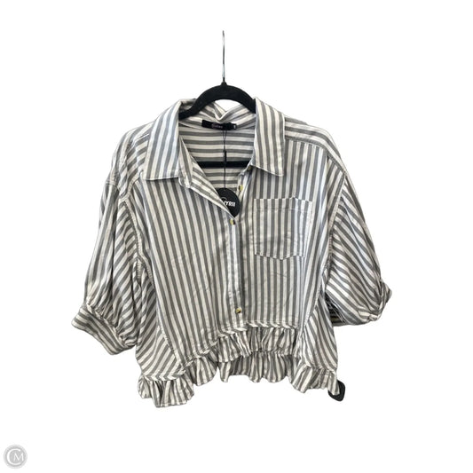 Top Short Sleeve By Clothes Mentor In Grey & White, Size: 2x