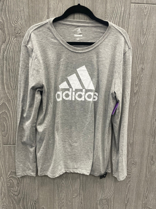 Grey Athletic Top Long Sleeve Crewneck Adidas, Size Xl