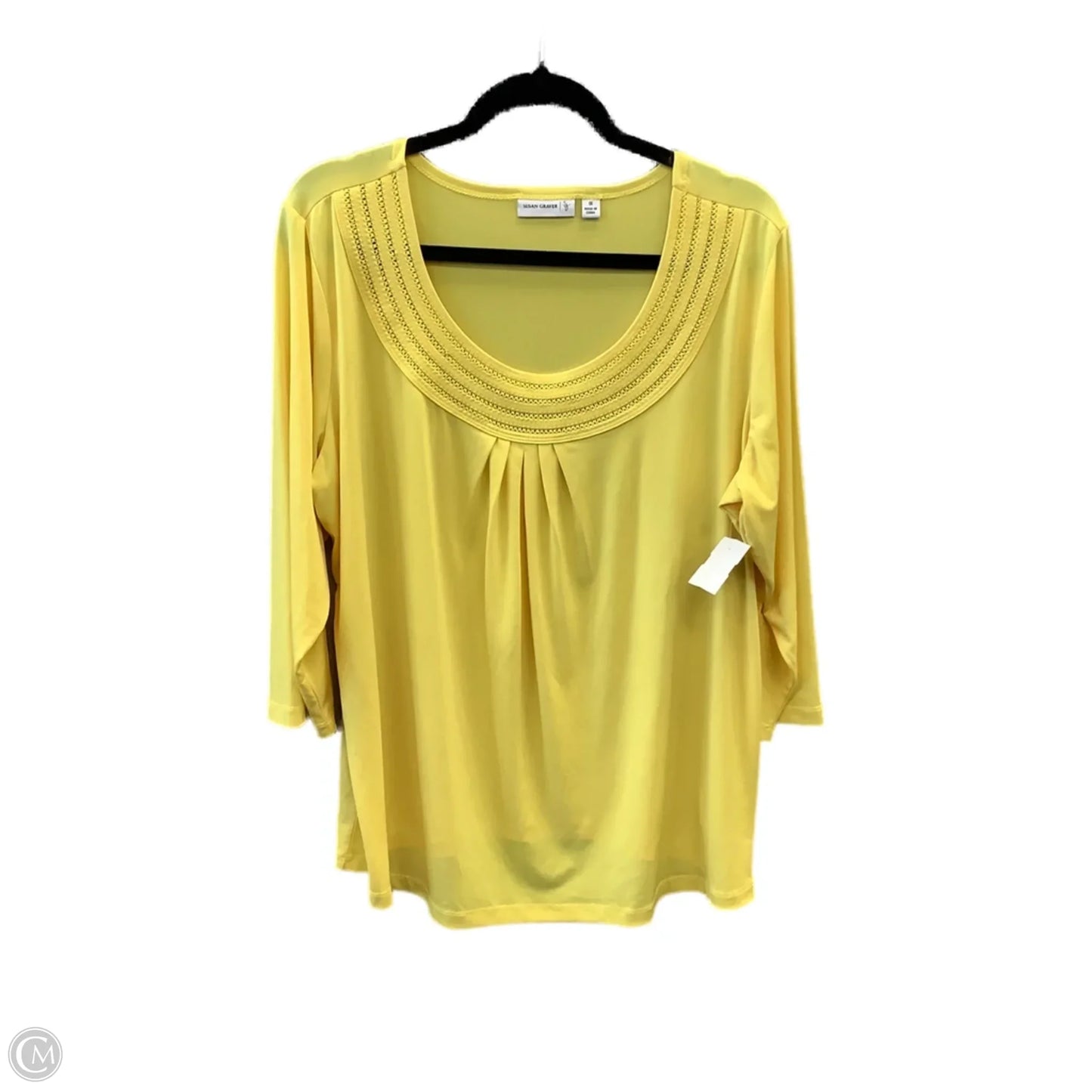 Top Long Sleeve By Susan Graver In Yellow, Size: 1x