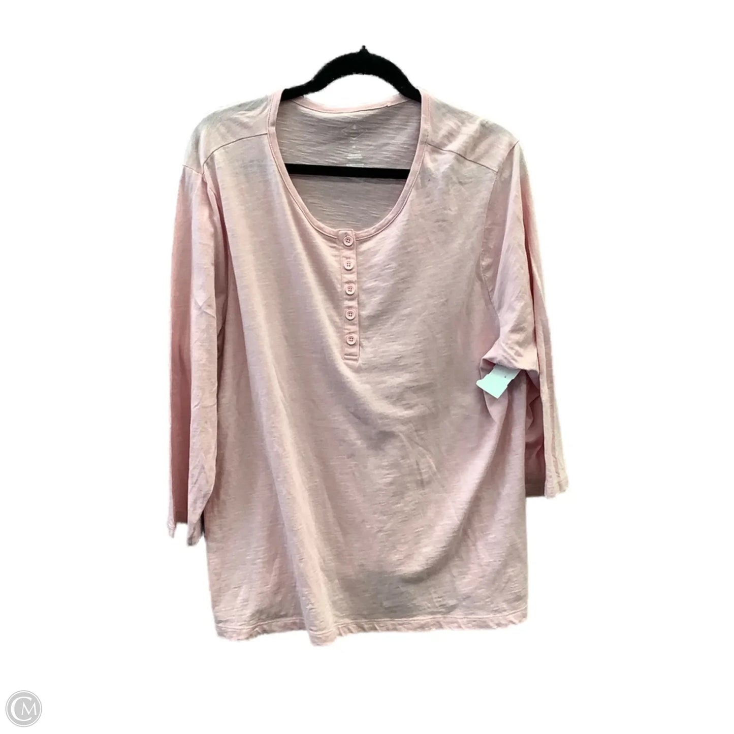 Top Long Sleeve By St Johns Bay In Pink, Size: 1x