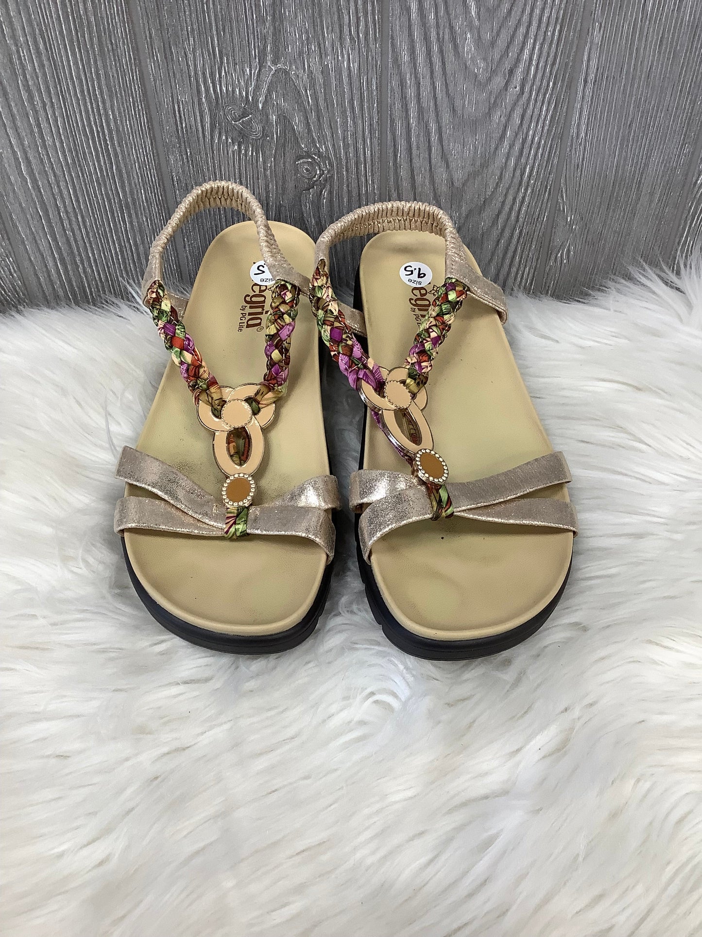 Yellow Sandals Flats Alegria, Size 9.5