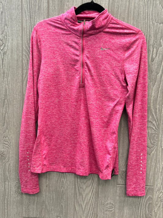 Pink Athletic Top Long Sleeve Collar Nike Apparel, Size S