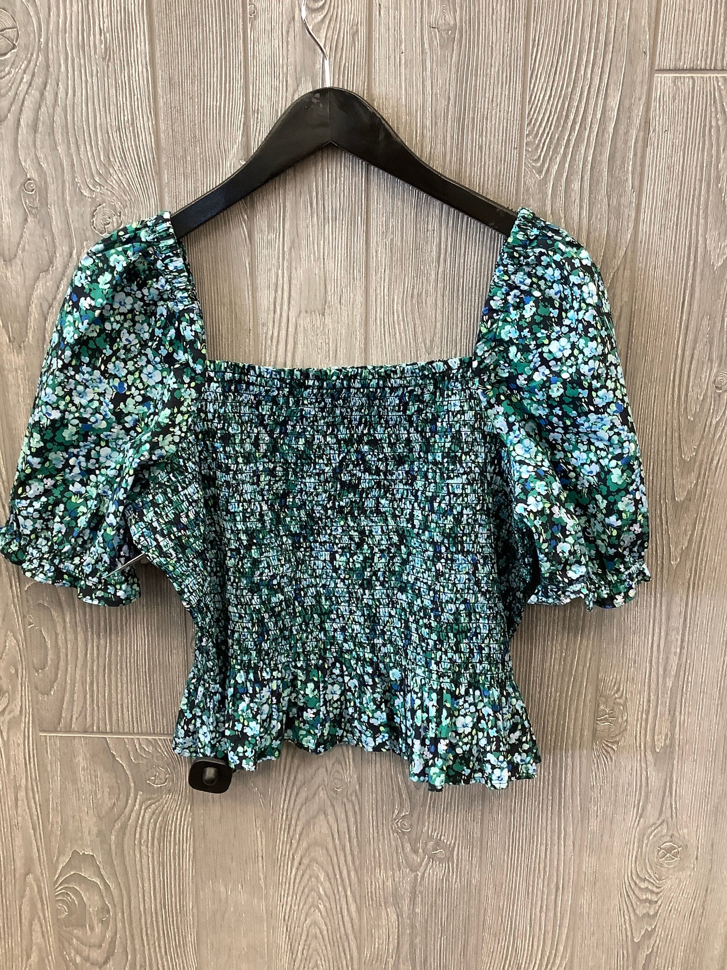 Blue & Green Top Short Sleeve J. Crew, Size Xxl