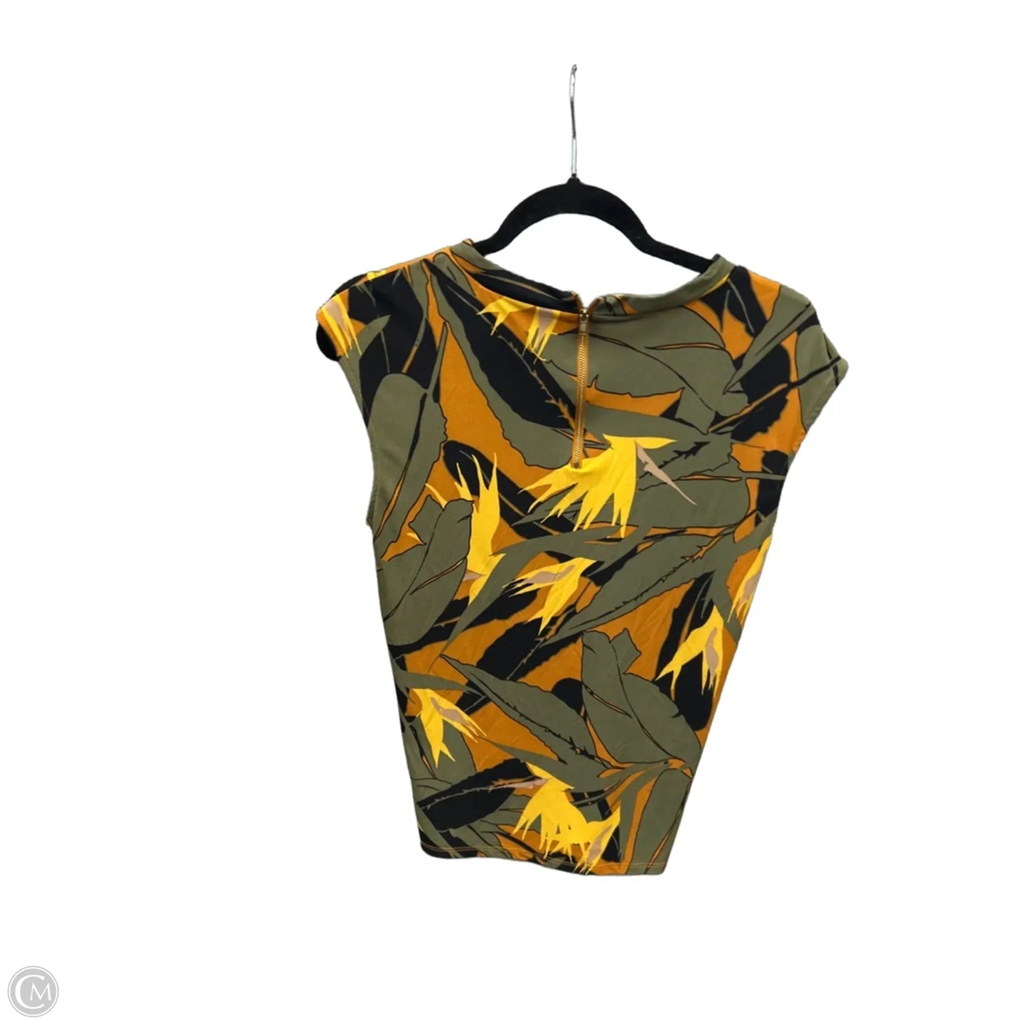 Top Short Sleeve By Liz Claiborne In Green & Yellow, Size: S