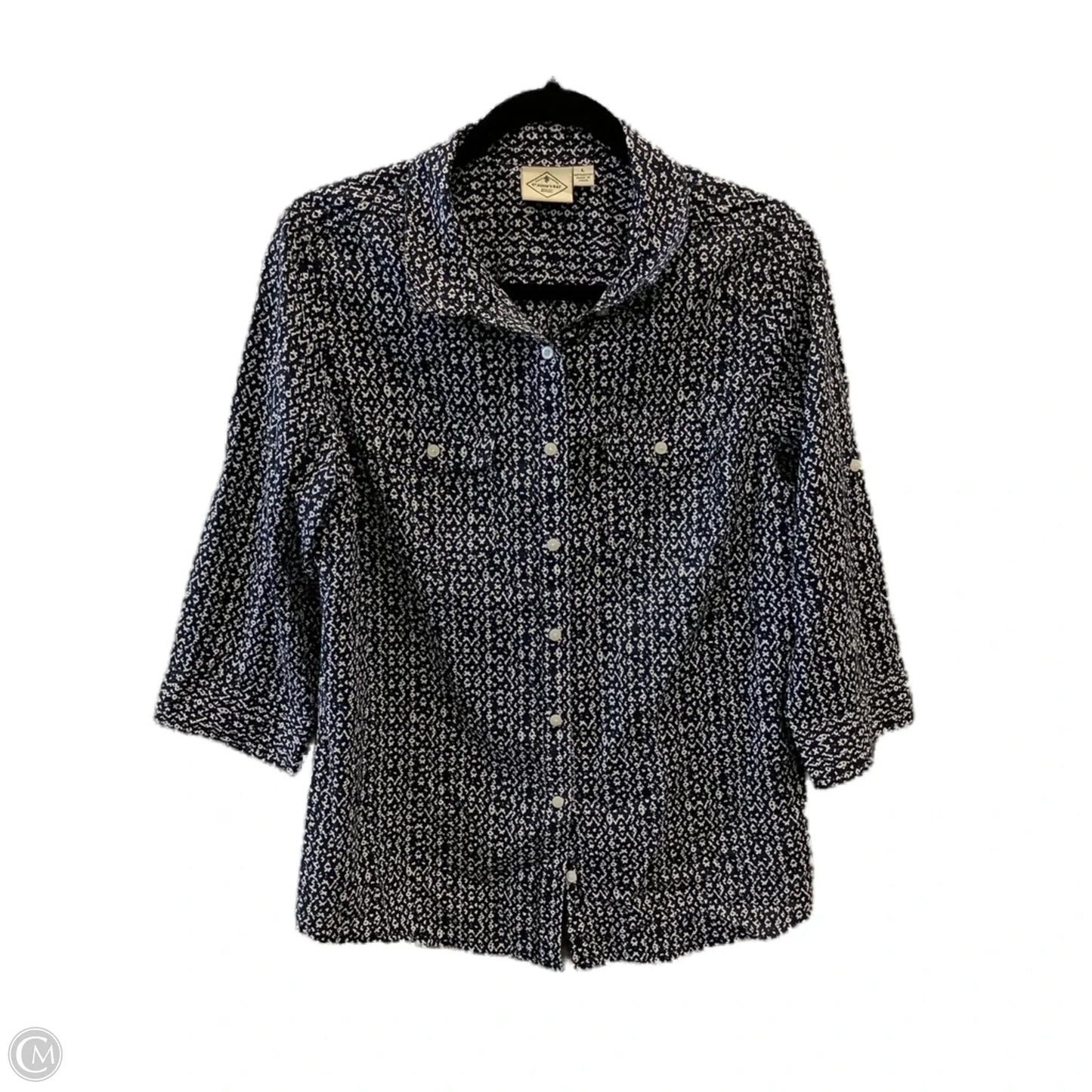 Top Long Sleeve By St Johns Bay In Blue & White, Size: L