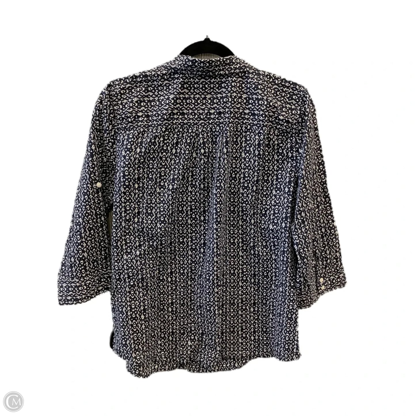 Top Long Sleeve By St Johns Bay In Blue & White, Size: L