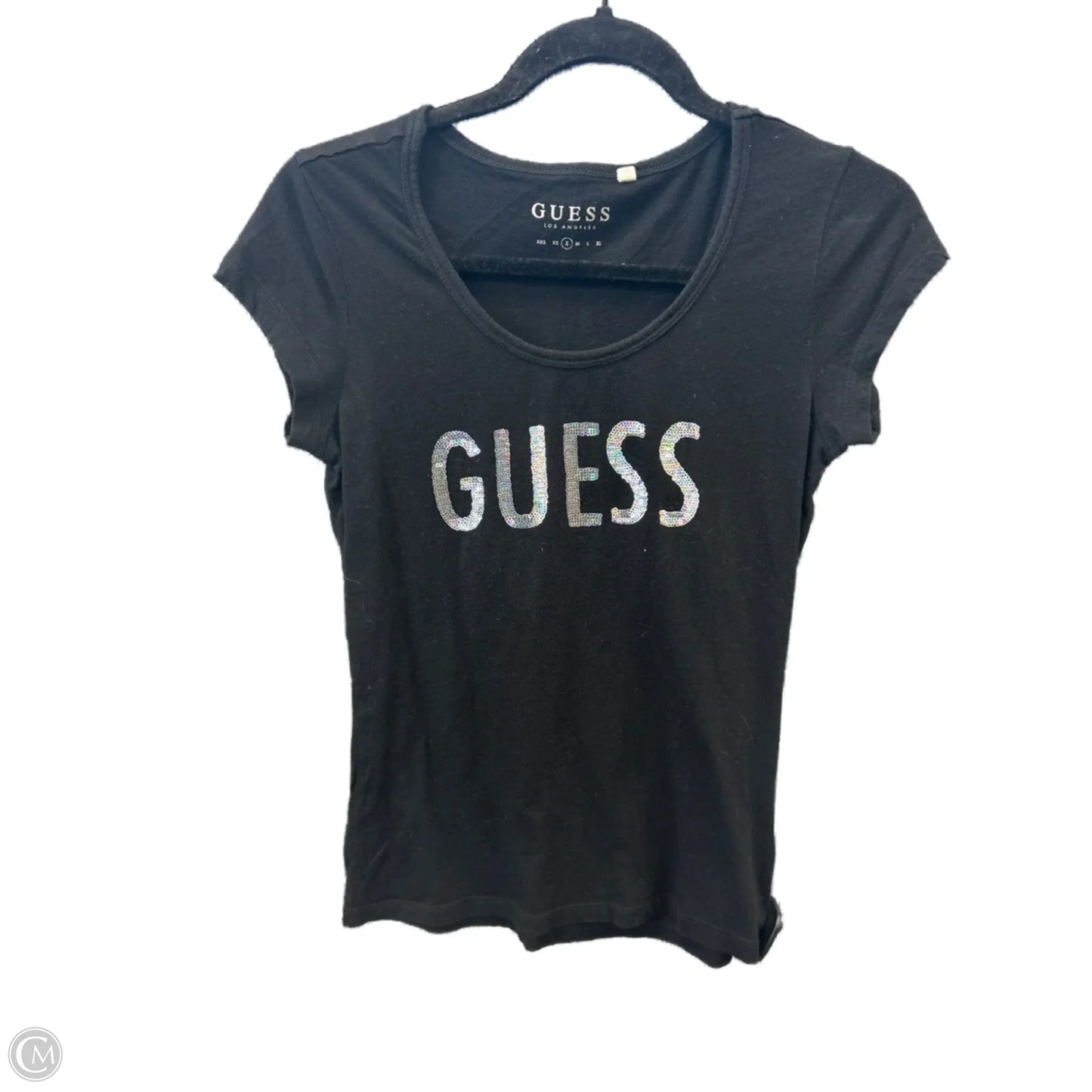 Top Short Sleeve By Guess In Black, Size: S