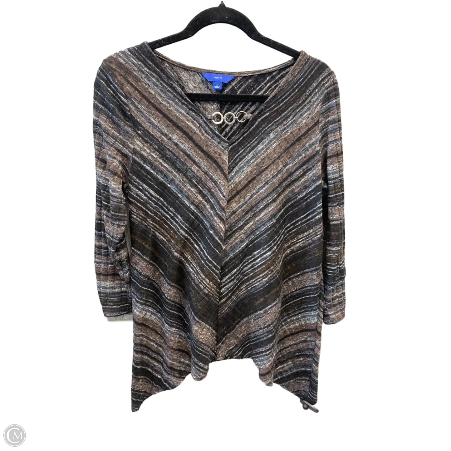 Top Long Sleeve By Apt 9 In Black, Size: L