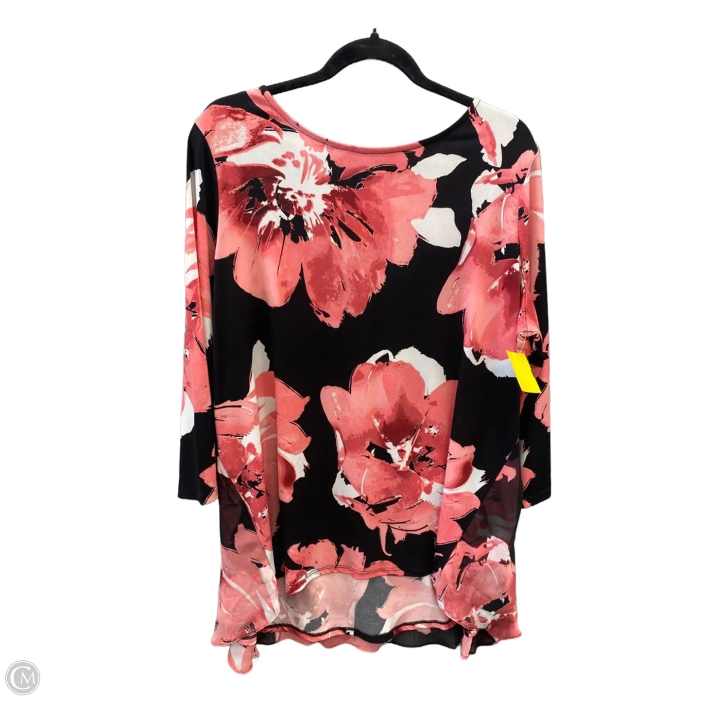 Top Long Sleeve By Susan Graver In Black & Pink, Size: Xl