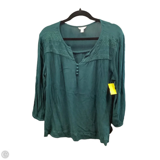 Top Long Sleeve By Cato In Green, Size: L