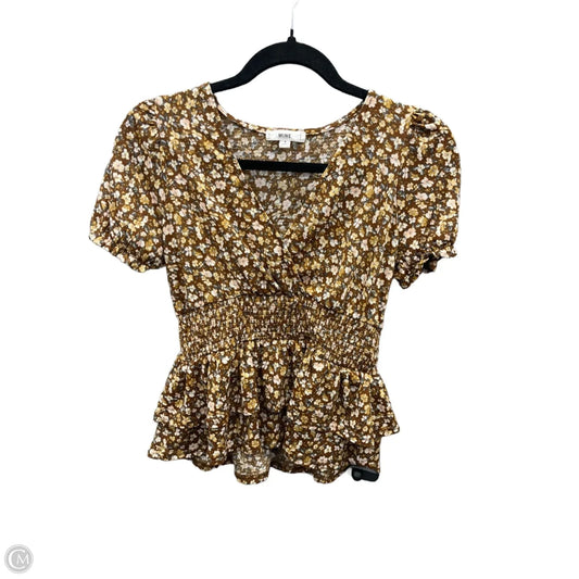 Top Short Sleeve By Mine In Brown, Size: S