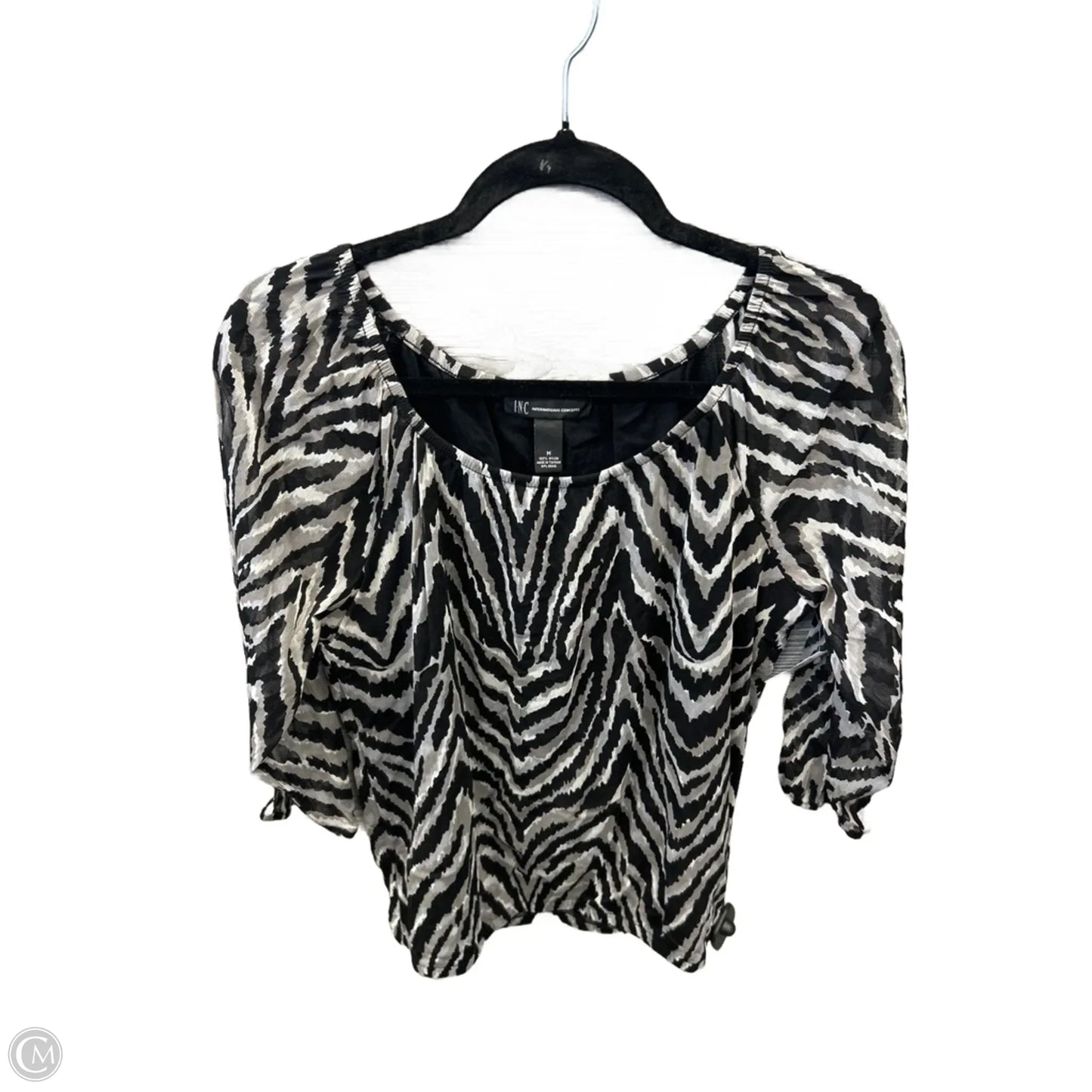 Top Long Sleeve By Inc In Black & Grey, Size: M
