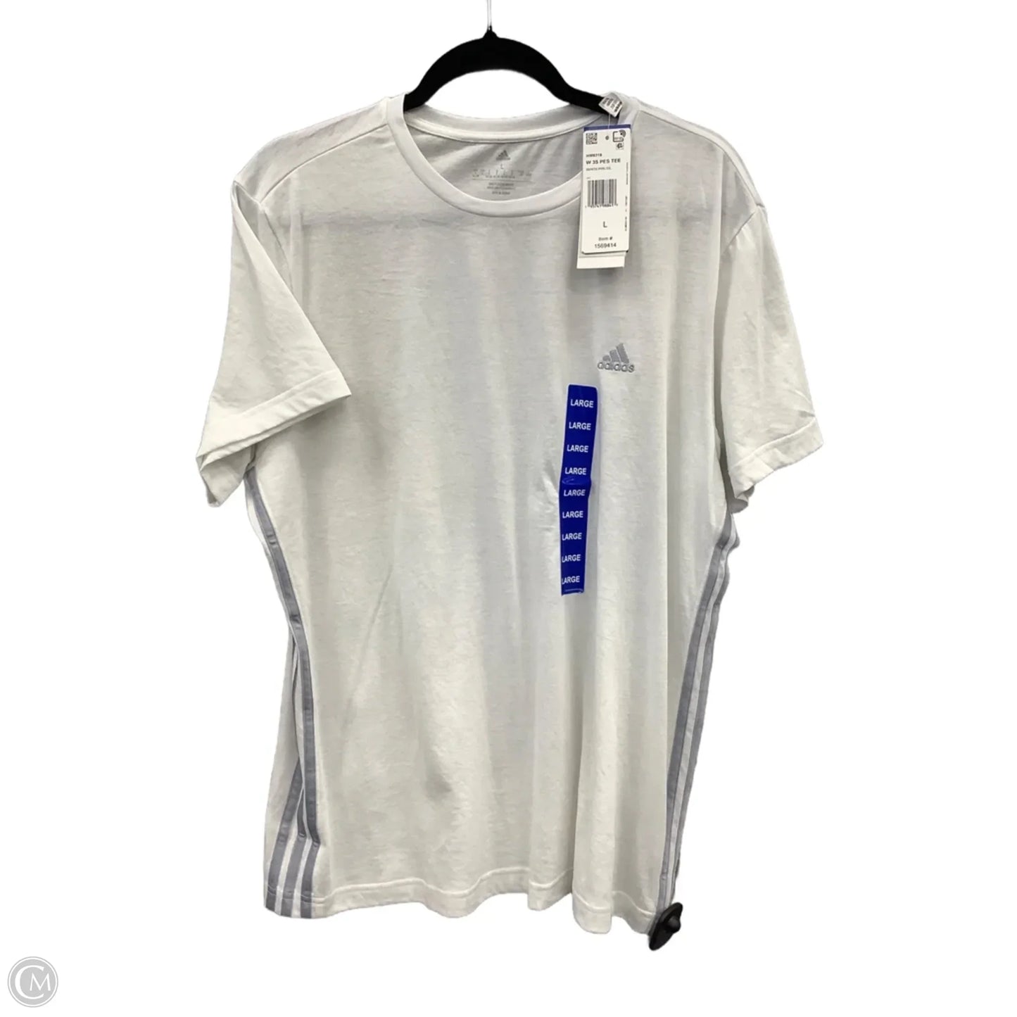 Athletic Top Short Sleeve By Adidas In White, Size: L