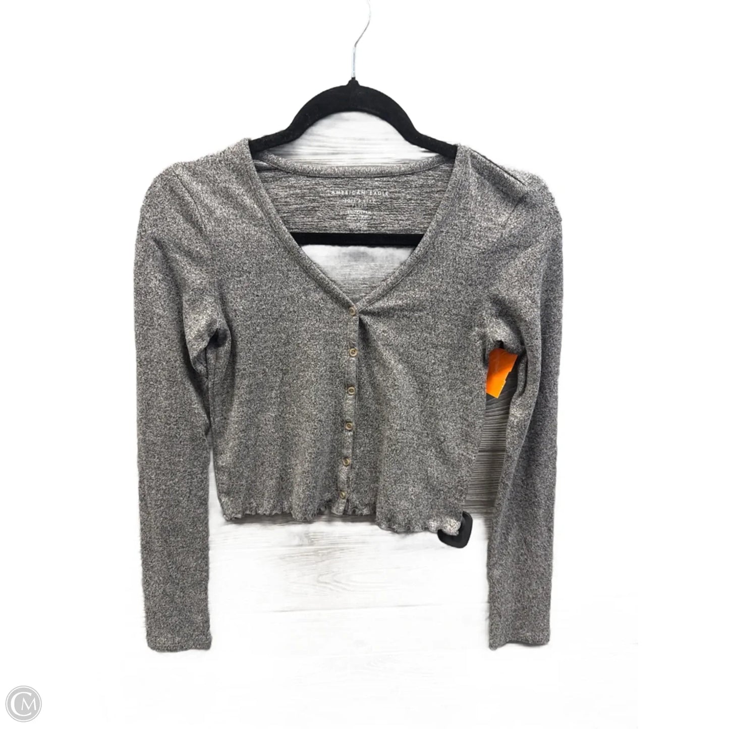 Top Long Sleeve By American Eagle In Grey, Size: Xs