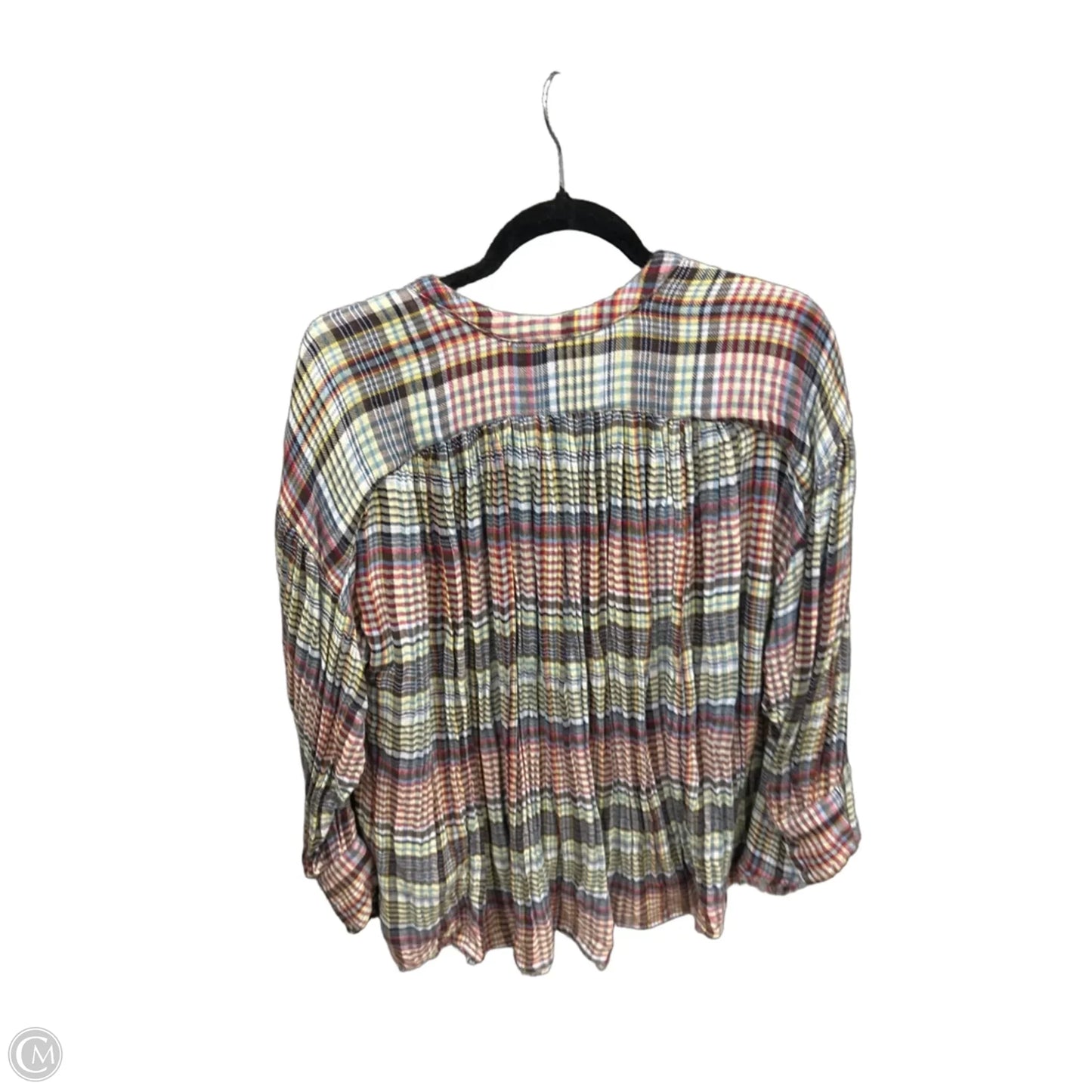 Top Long Sleeve By Free People In Plaid Pattern, Size: Xs