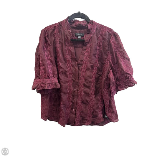 Top Short Sleeve By Ann Taylor In Purple, Size: Xl