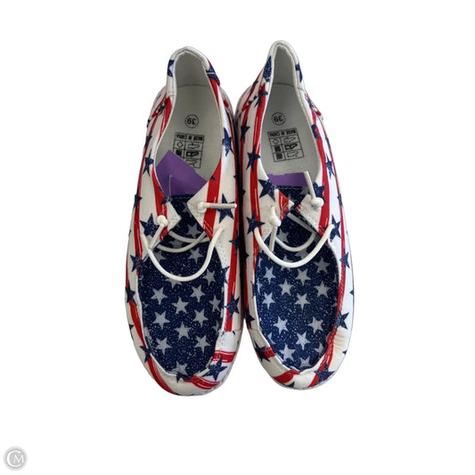 Shoes Flats By Clothes Mentor In Blue Red & White, Size: 8.5