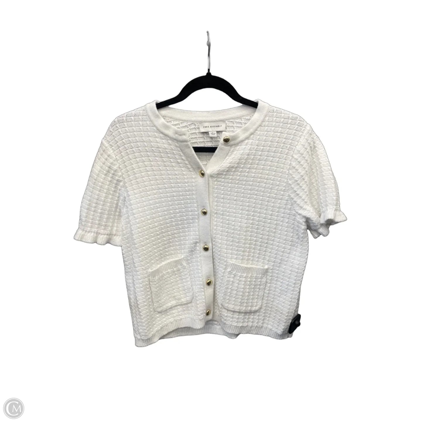 Sweater Short Sleeve By Free Assembly In White, Size: L