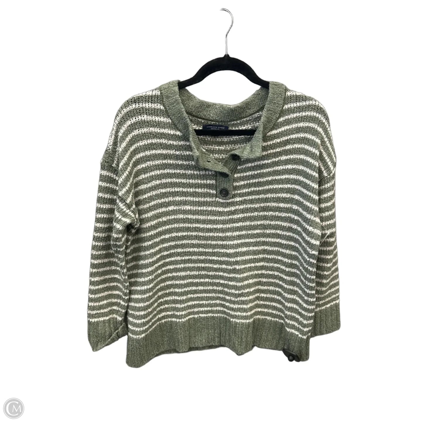 Sweater By American Eagle In Green & White, Size: S