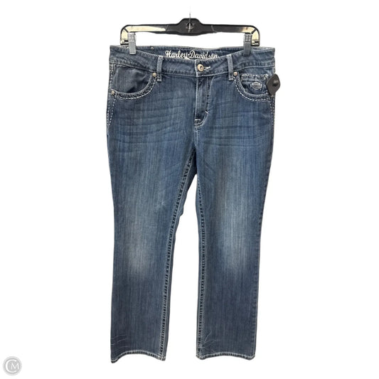 Jeans Boot Cut By Harley Davidson In Blue Denim, Size: 12