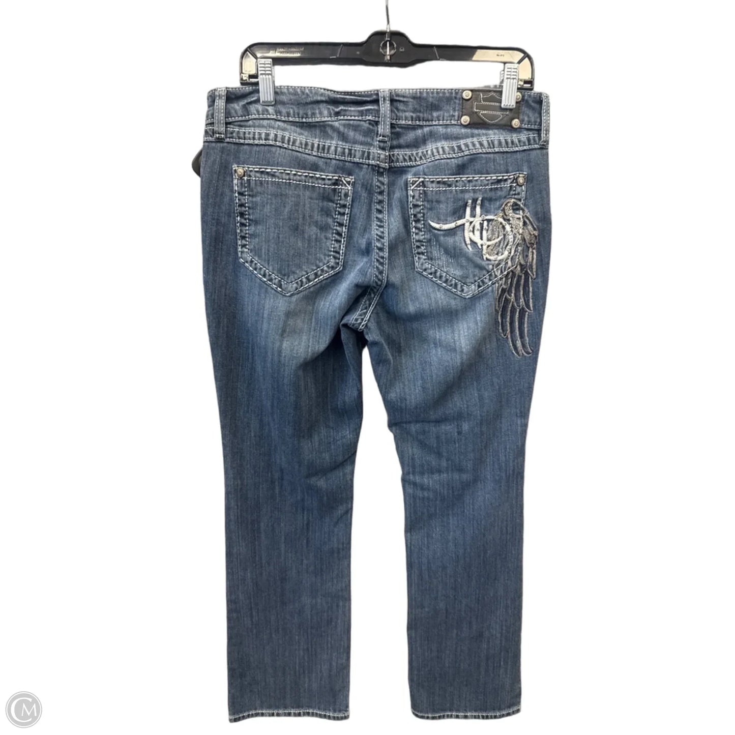 Jeans Boot Cut By Harley Davidson In Blue Denim, Size: 12