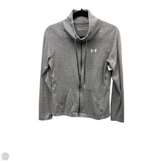 Athletic Top Long Sleeve Collar By Under Armour In Grey, Size: S