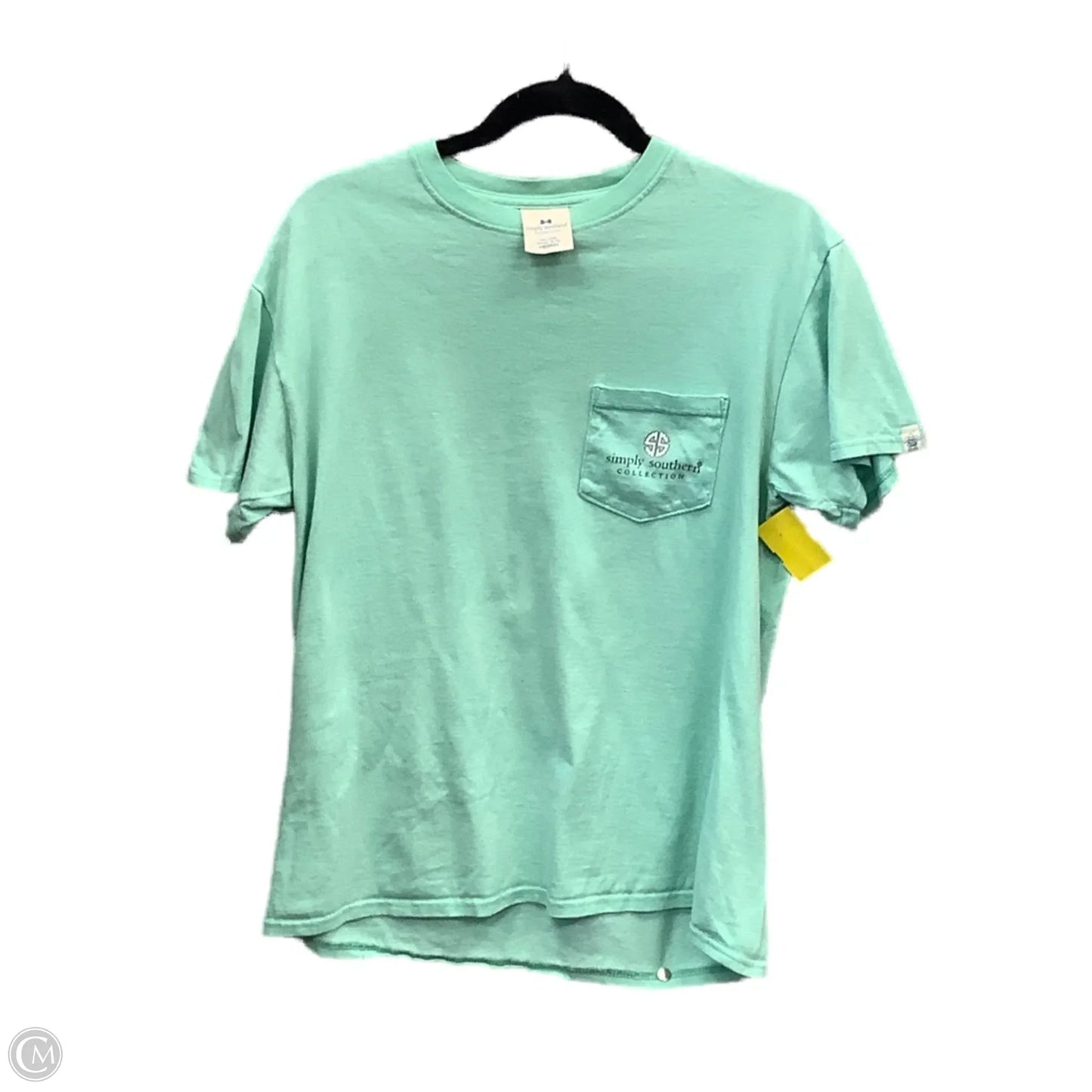 Top Short Sleeve By Simply Southern In Teal, Size: M