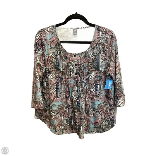 Top Long Sleeve By Emery Rose In Floral Print, Size: Xl