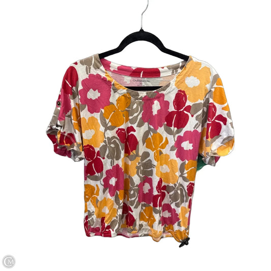 Top Short Sleeve By Croft And Barrow In Floral Print, Size: Xl