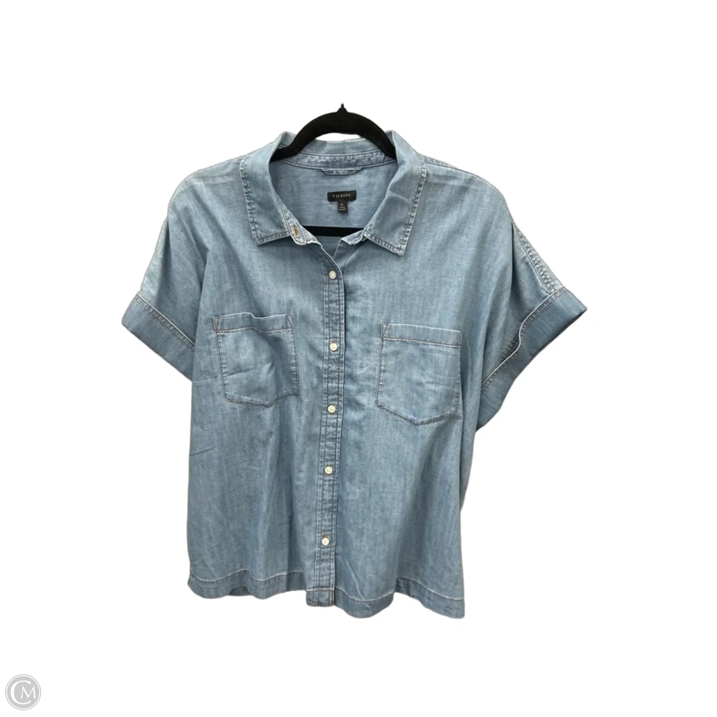 Top Short Sleeve By Talbots In Blue Denim, Size: Xl