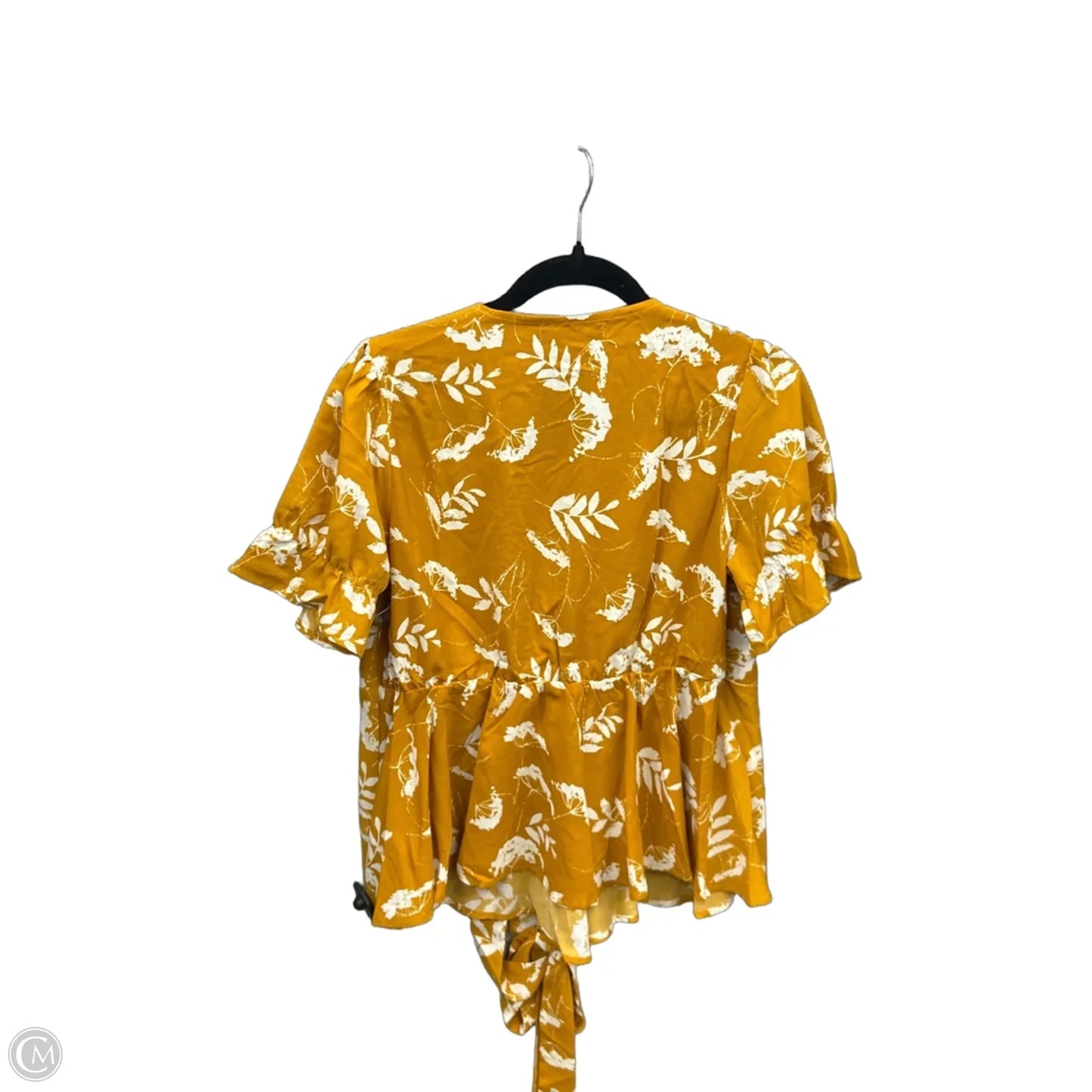 Blouse Short Sleeve By Allegra K In Yellow, Size: S