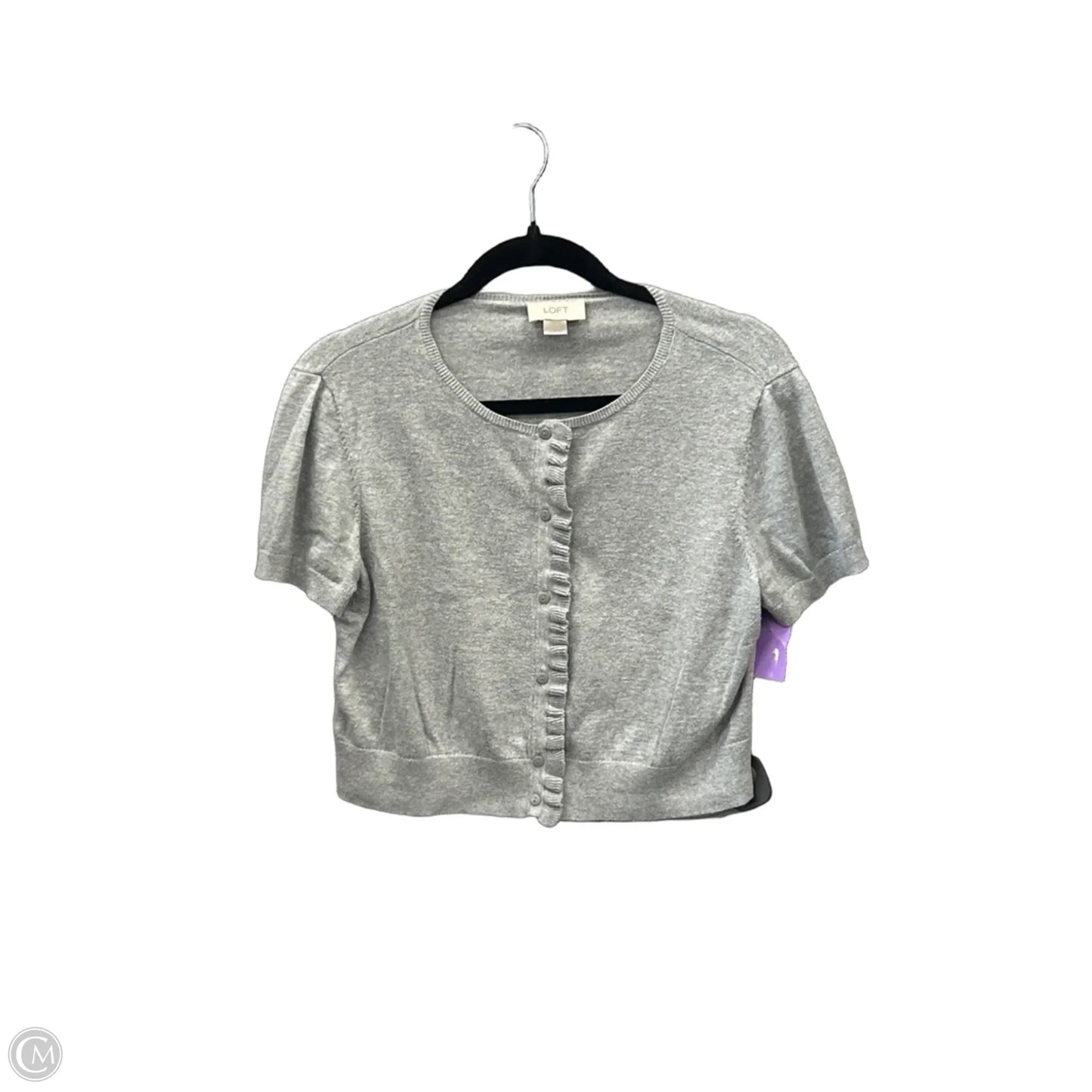 Top Short Sleeve By Loft In Grey, Size: L