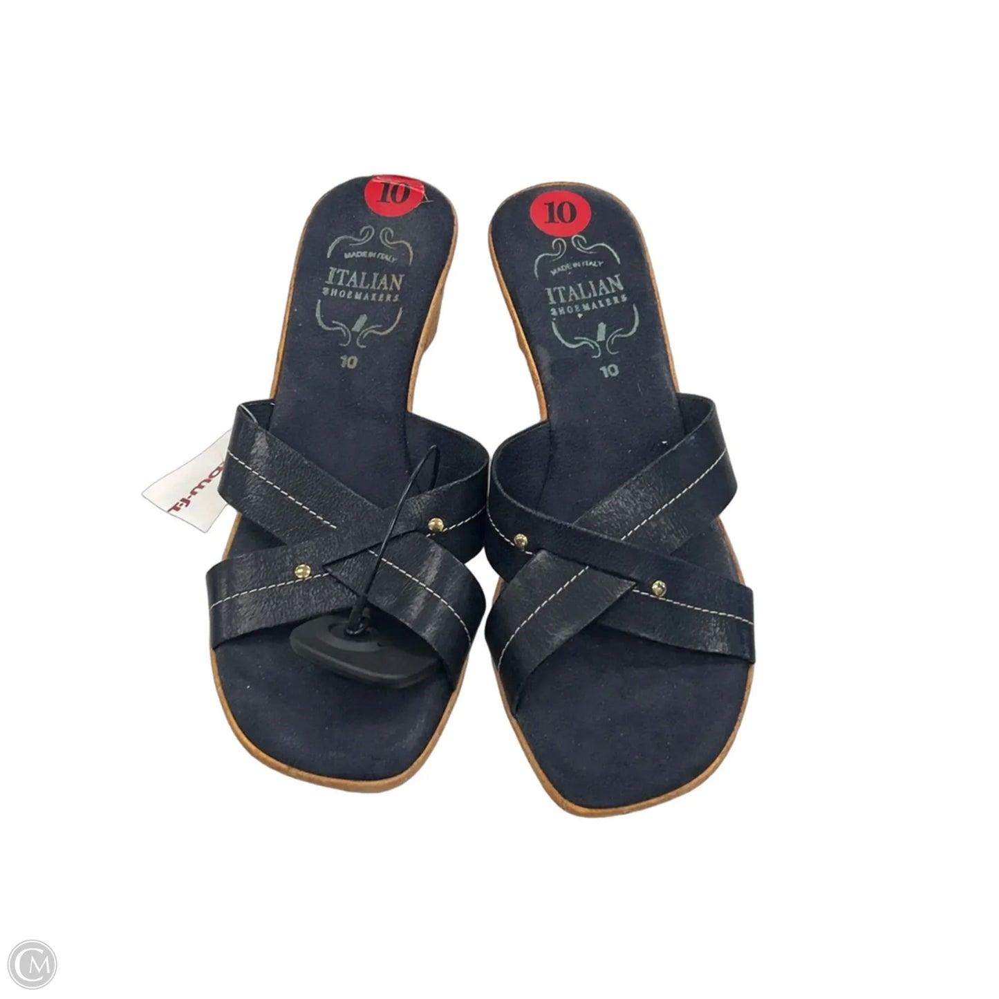 Sandals Heels Wedge By Italian Shoemakers In Navy, Size: 10